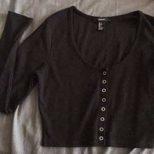 Waffle black crop top